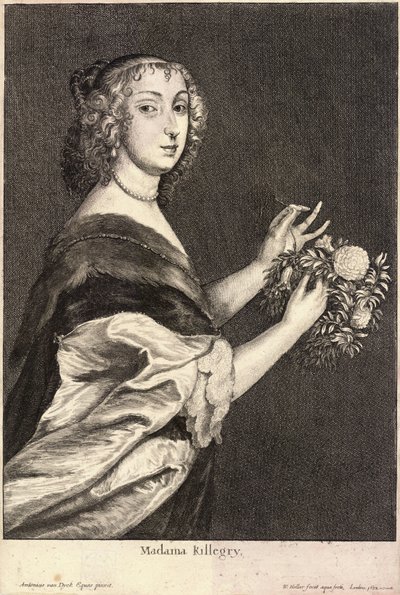 Mrs Killigrew. State 2 by Wenceslaus Hollar